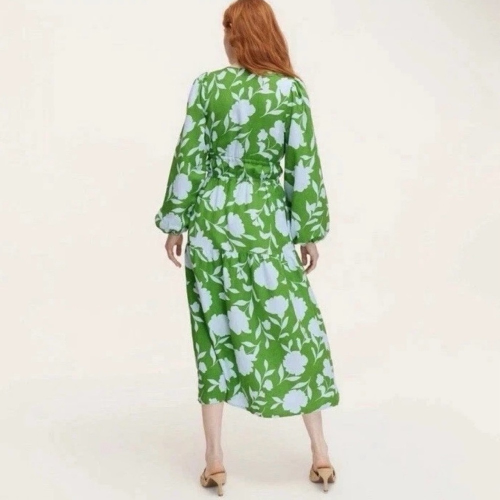NWT Kate Spade x Target Classic Rose Linen Blend Maxi Dress Size S Pockets Green - Picture 5 of 13